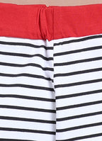 LIL KNOTS Printed Pure Cotton Girl Round Neck Top Bottom Set Red