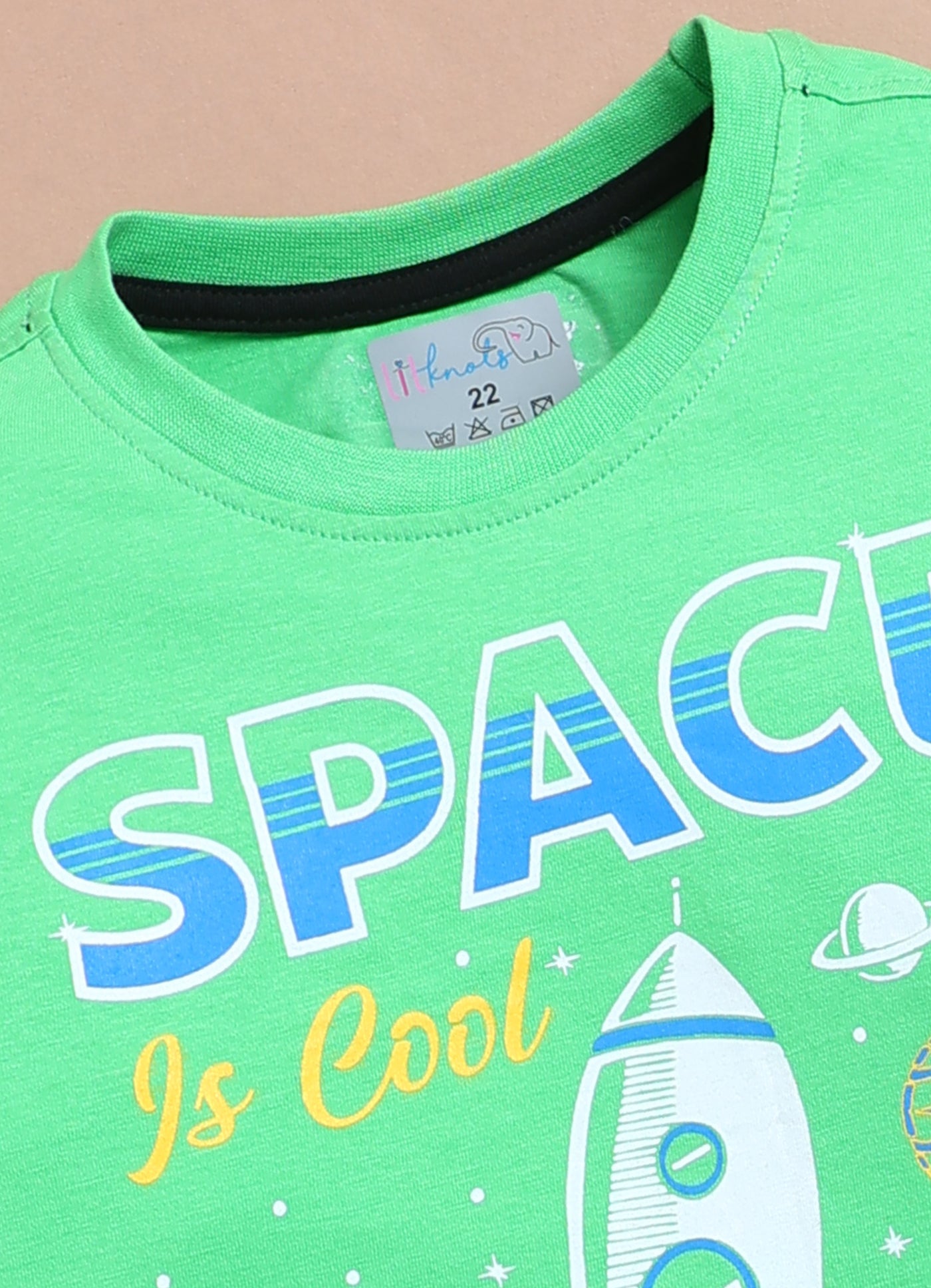 LIL KNOTS Printed Pure Cotton Boy Round Neck Top Bottom Set