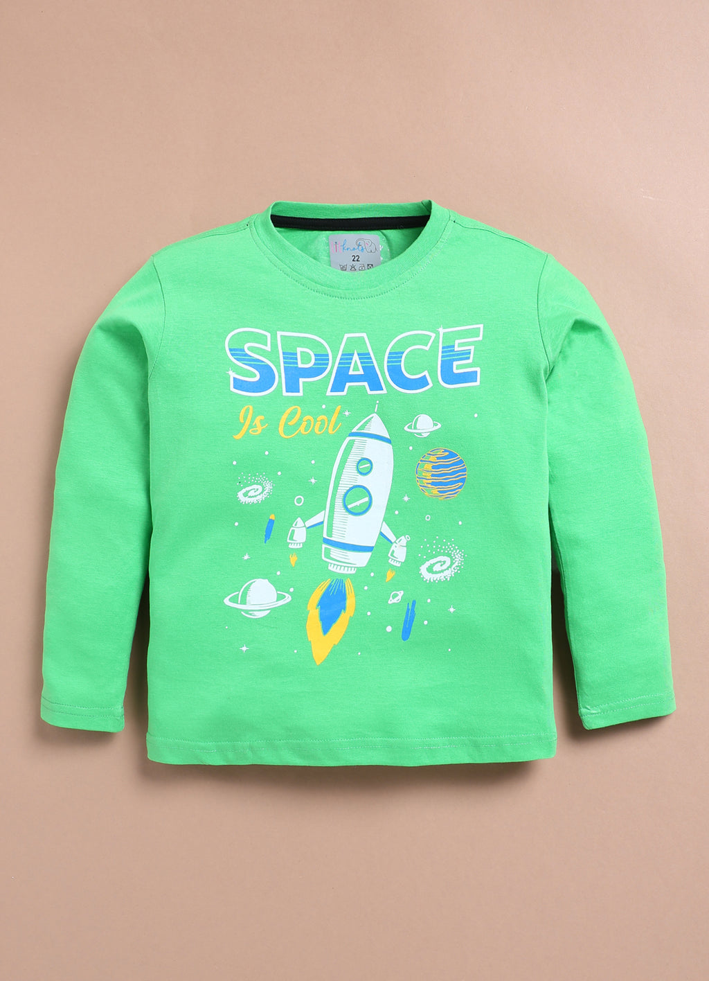 LIL KNOTS Printed Pure Cotton Boy Round Neck Top Bottom Set Parrot Green