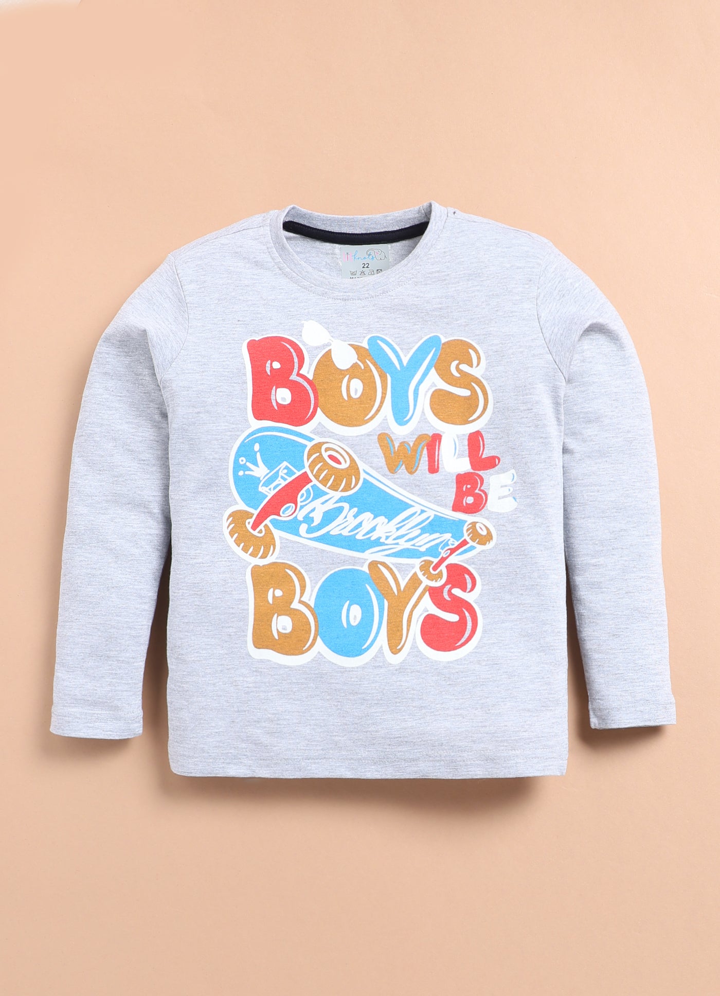 LIL KNOTS Printed Pure Cotton Boy Round Neck Top Bottom Set