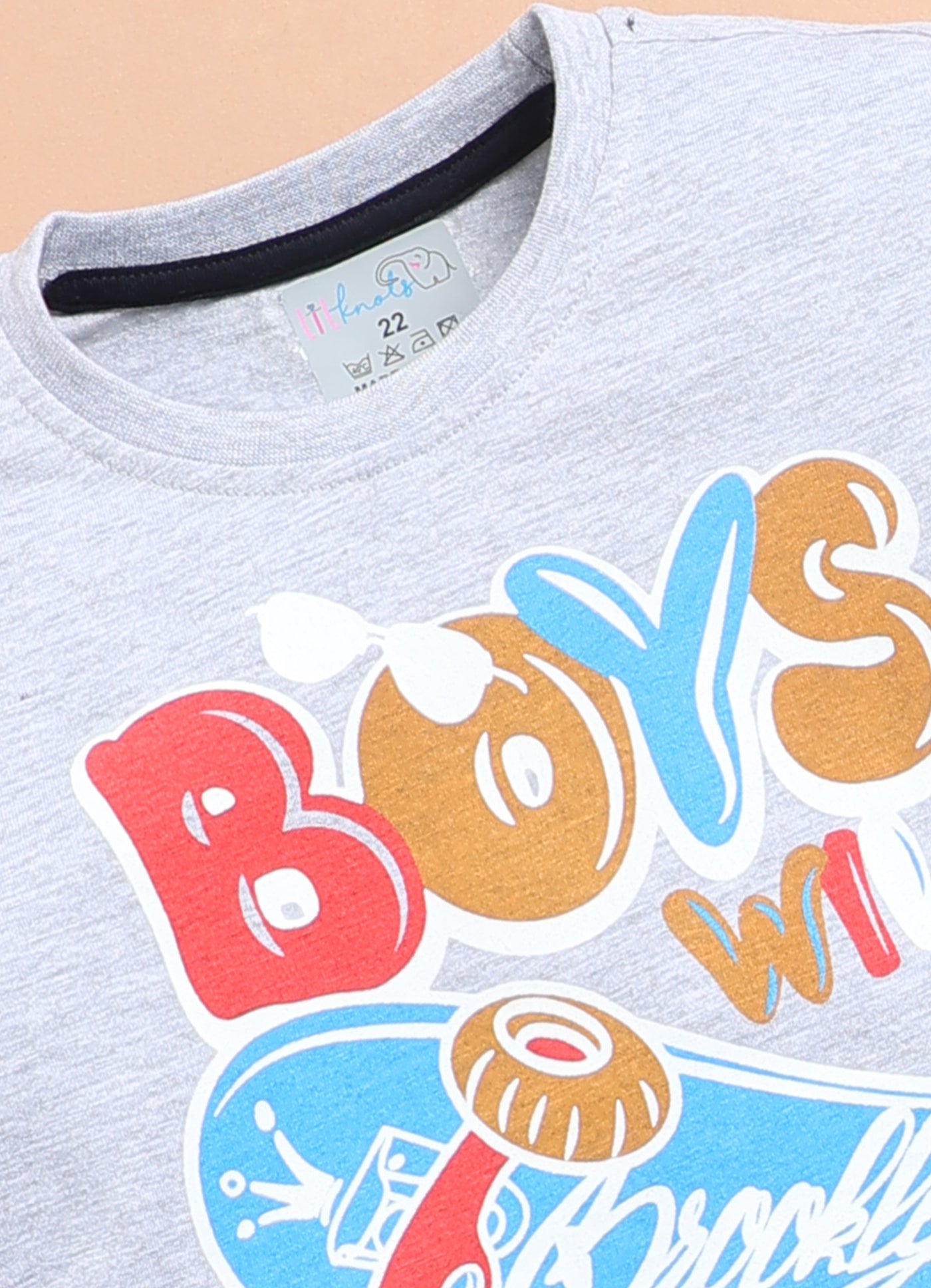 LIL KNOTS Printed Pure Cotton Boy Round Neck Top Bottom Set