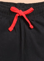 LIL KNOTS Printed Pure Cotton Boy Round Neck Top Bottom Set Red