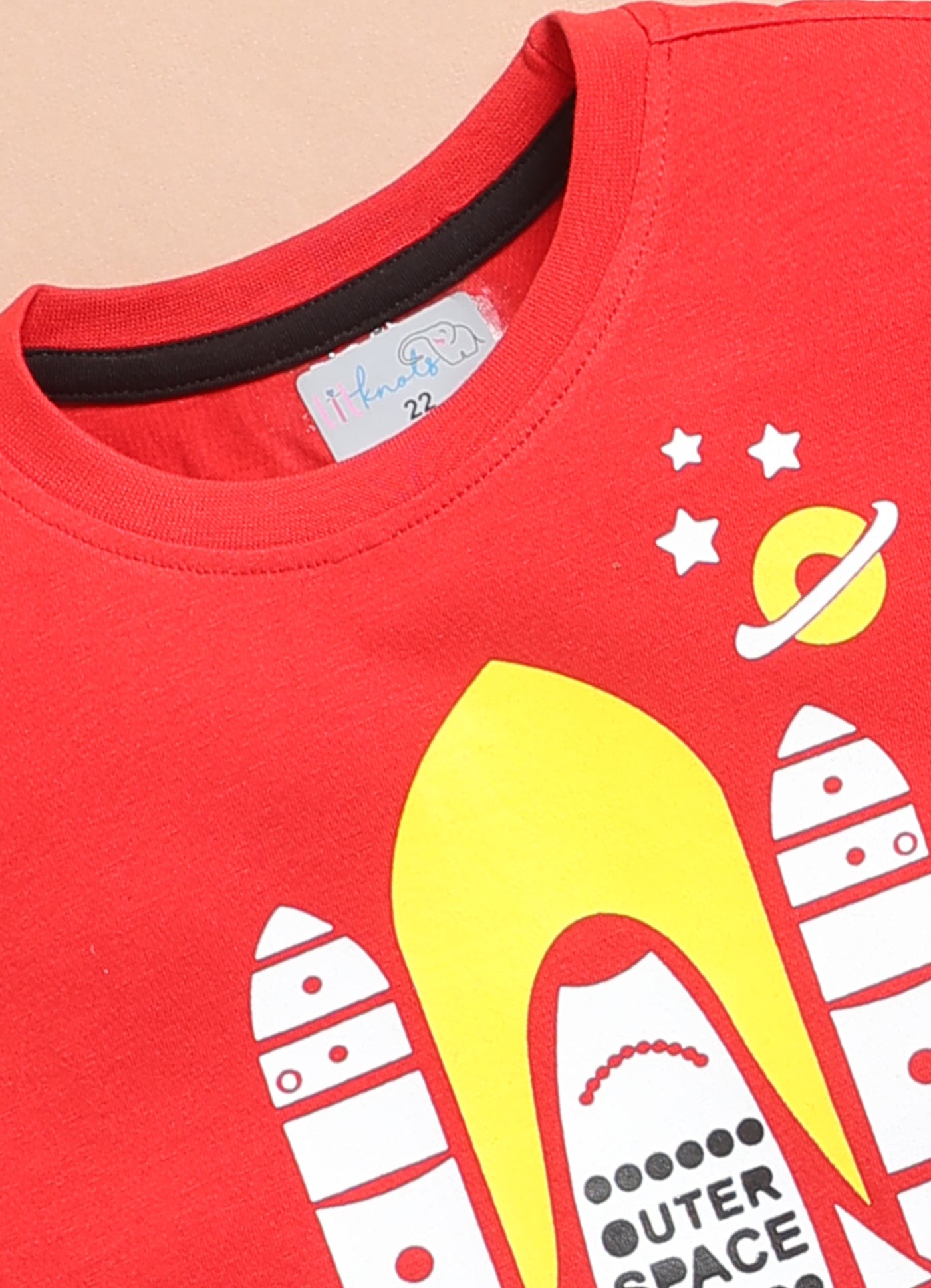 LIL KNOTS Printed Pure Cotton Boy Round Neck Top Bottom Set