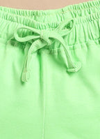 LIL KNOTS Printed Pure Cotton Girl Round Neck Top Bottom Set Parrot Green