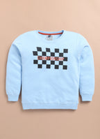 LIL KNOTS Printed Pure Cotton Boy Round Neck Top Bottom Set Sky Blue