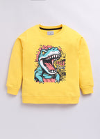 LIL KNOTS Printed Pure Cotton Boy Round Neck Sweatshirt Gold