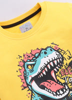 LIL KNOTS Printed Pure Cotton Boy Round Neck Sweatshirt Gold