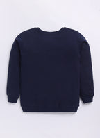 LIL KNOTS Printed Pure Cotton Boy Round Neck Sweatshirt 8-14Y Navy Blue